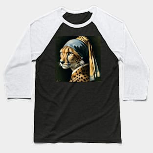 Wildlife Conservation - Pearl Earring Cheetah Meme Baseball T-Shirt